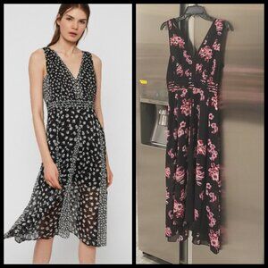 💕ALLSAINTS💕 Marcella Jasmine Dress ~ Jasmine Black Absract Moody Floral 6 NWT